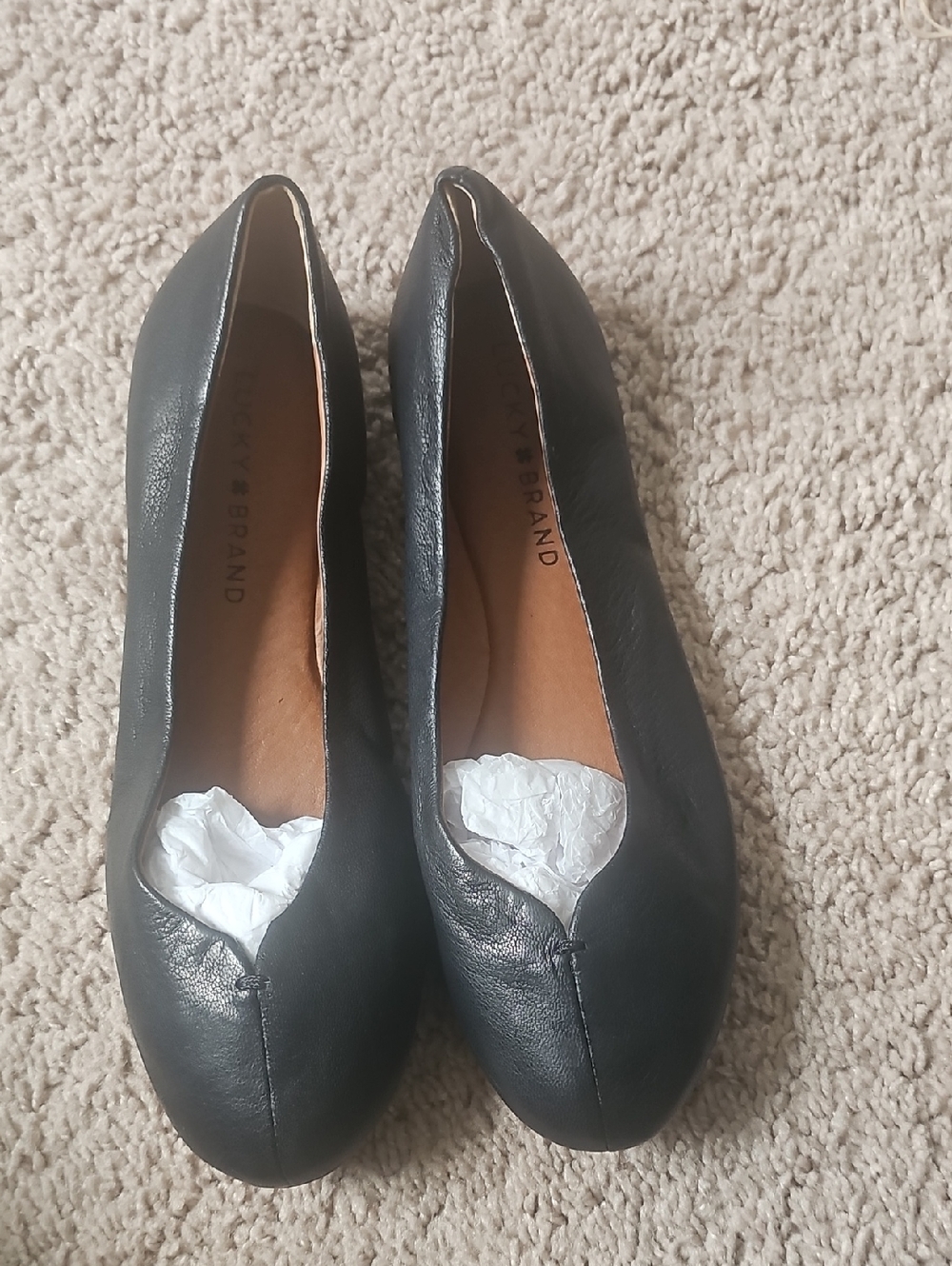 Lucky Brand Emmie Ballet Black Leather Slip-On Flats